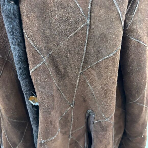 Ladies Marco Gianotti Suede and Shearling Hooded Parka Size Large - Picture 10 of 16